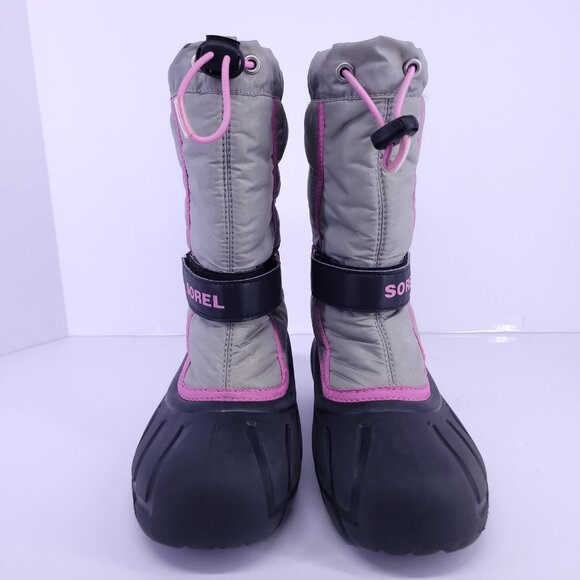 Sorel Flurry Youth Winter Snow Boots Gray Pink Black NY1965-061 Size 3 - Picture 5 of 16